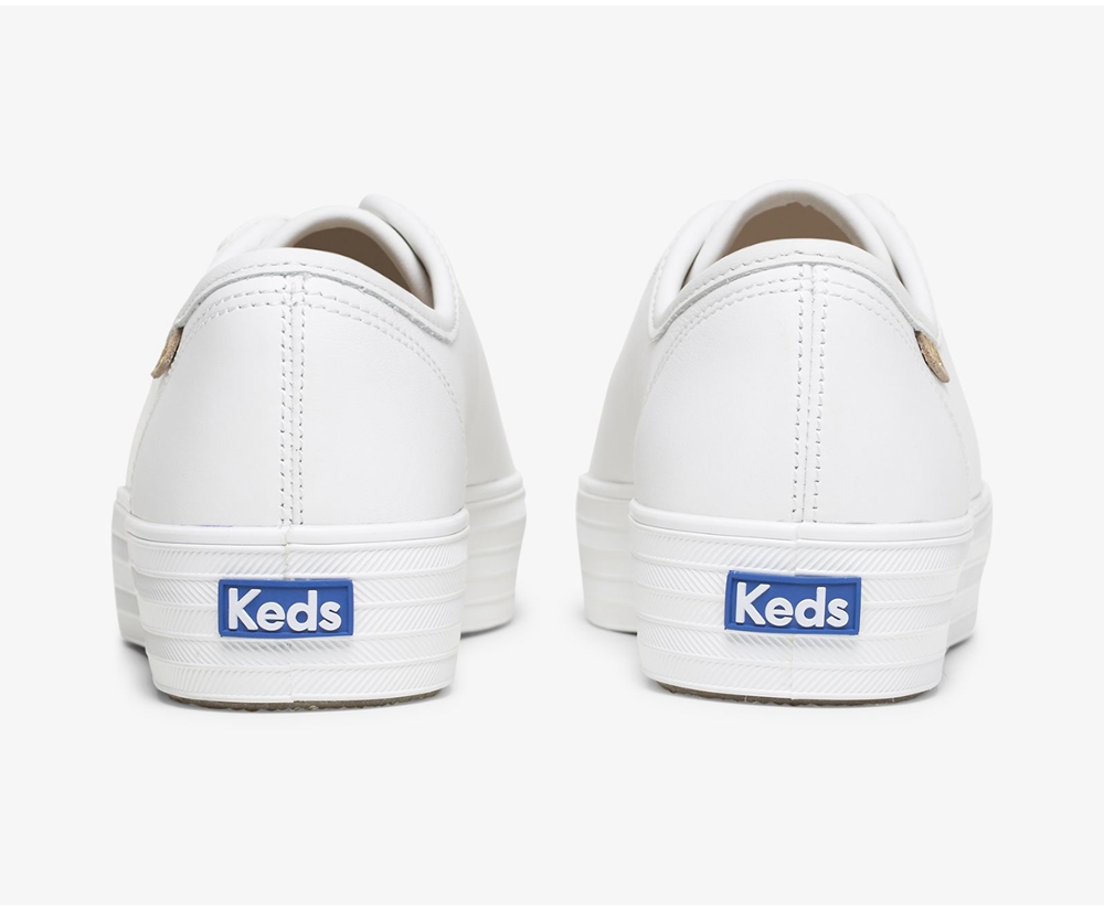 Keds Sneaker Damen Weiß - Triple Kick Luxe Leder - EHO-620947